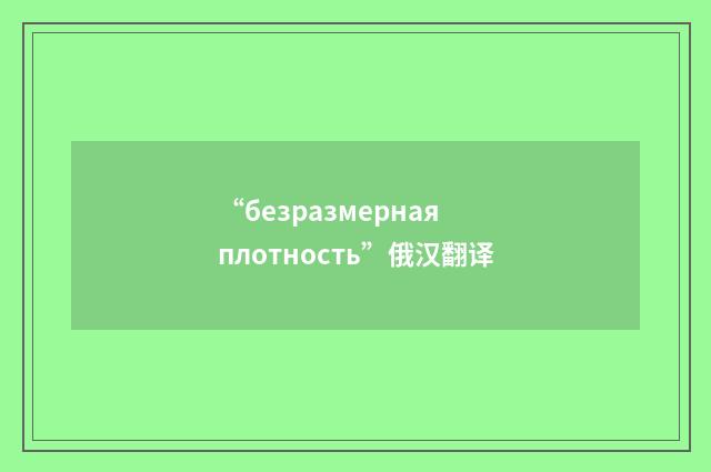 “безразмерная плотность”俄汉翻译