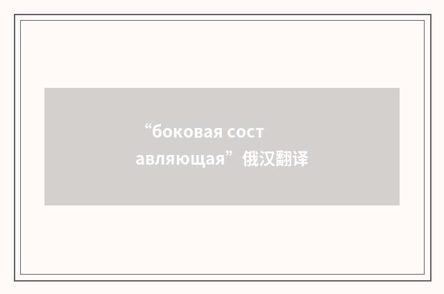 “боковая составляющая”俄汉翻译