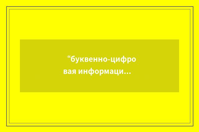 “буквенно-цифровая информация”俄汉翻译