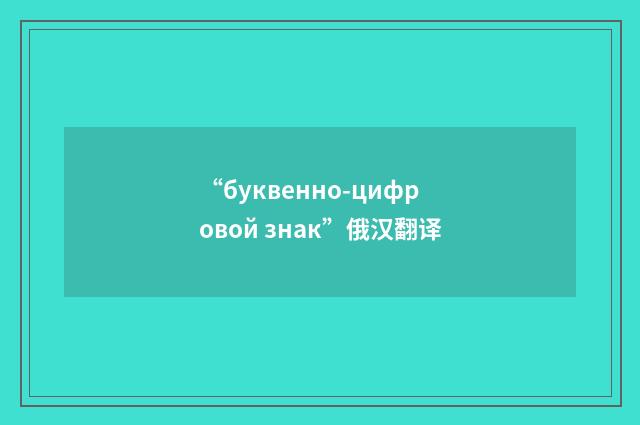 “буквенно-цифровой знак”俄汉翻译