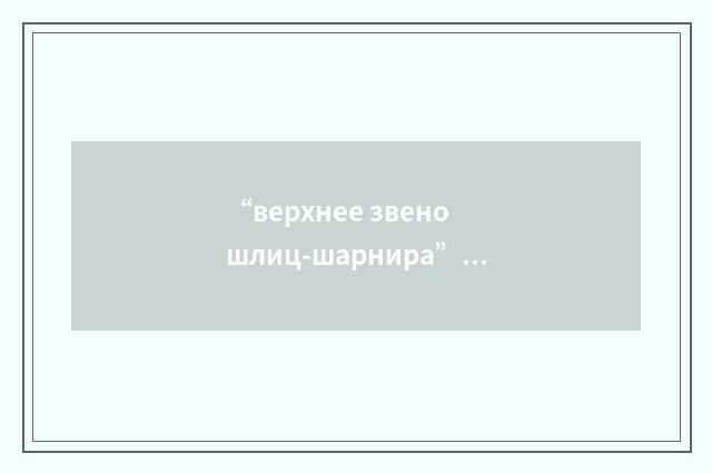 “верхнее звено шлиц-шарнира”俄汉翻译