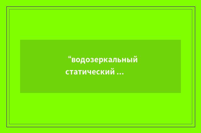 “водозеркальный статический подогреватель”俄汉翻译