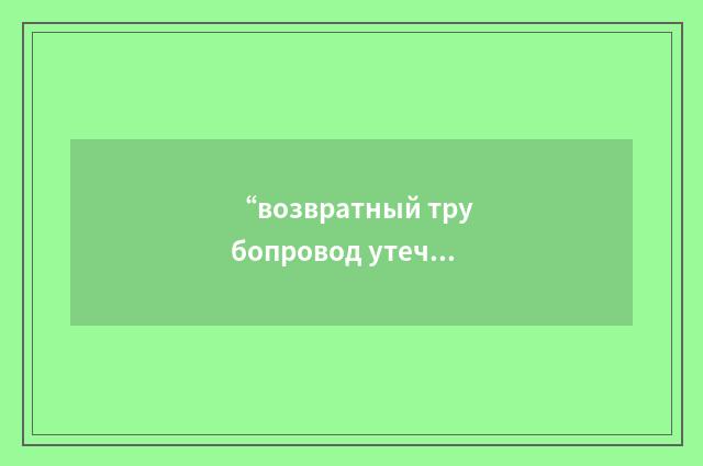 “возвратный трубопровод утечки газа”俄汉翻译