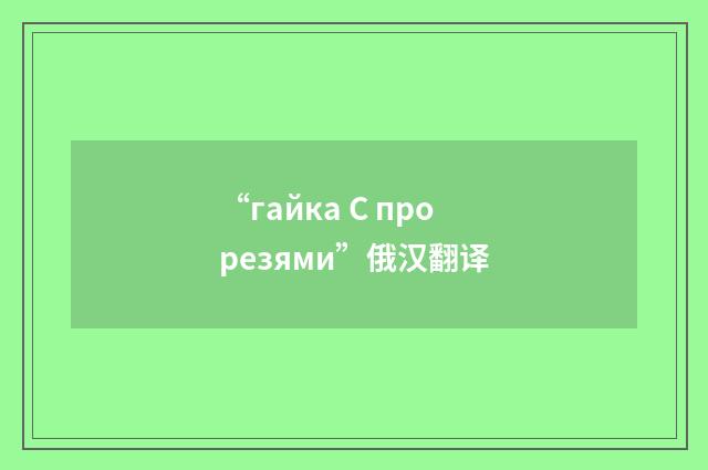 “гайка С прорезями”俄汉翻译