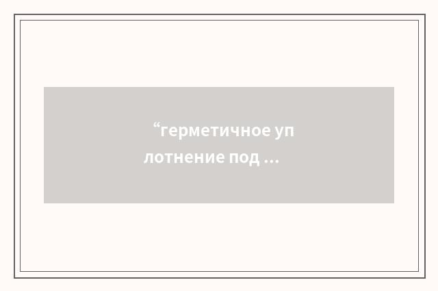 “герметичное уплотнение под давлением”俄汉翻译