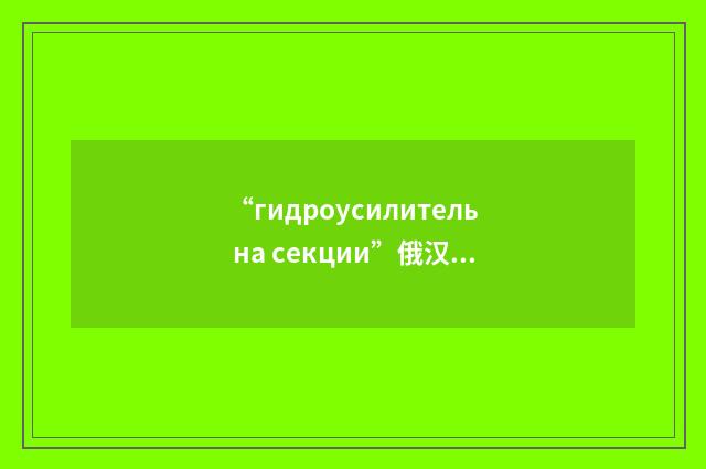 “гидроусилитель на секции”俄汉翻译