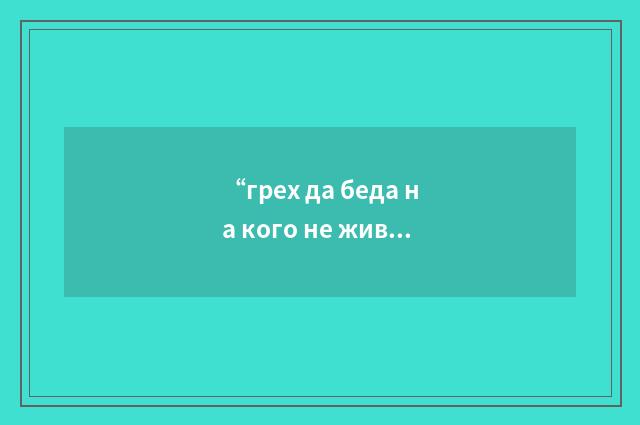 “грех да беда на кого не живёт”俄汉翻译