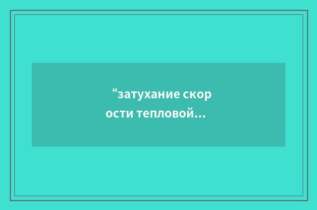 “затухание скорости тепловой волны”俄汉翻译