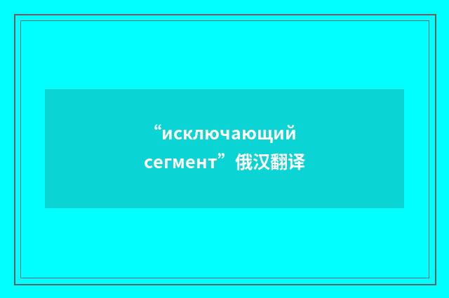 “исключающий сегмент”俄汉翻译