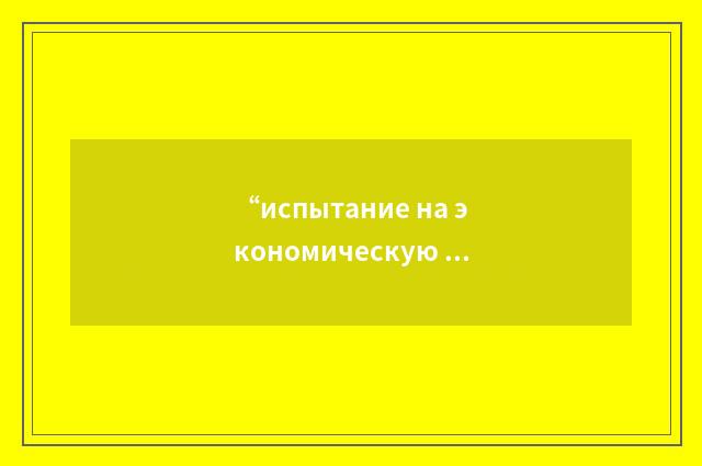 “испытание на экономическую рентабельность”俄汉翻译