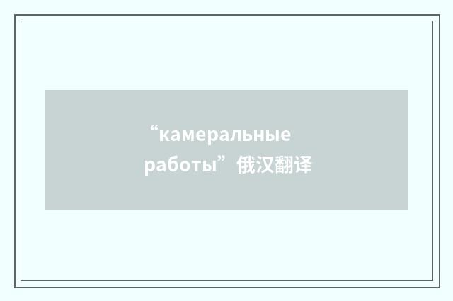 “камеральные работы”俄汉翻译