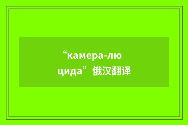 “камера-люцида”俄汉翻译