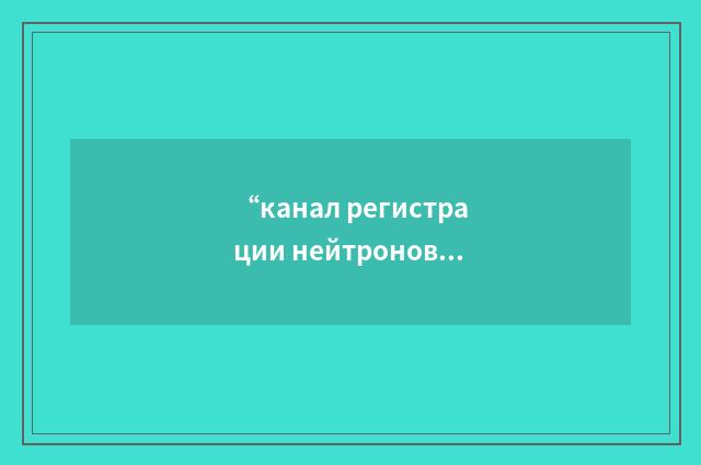 “канал регистрации нейтронов”俄汉翻译