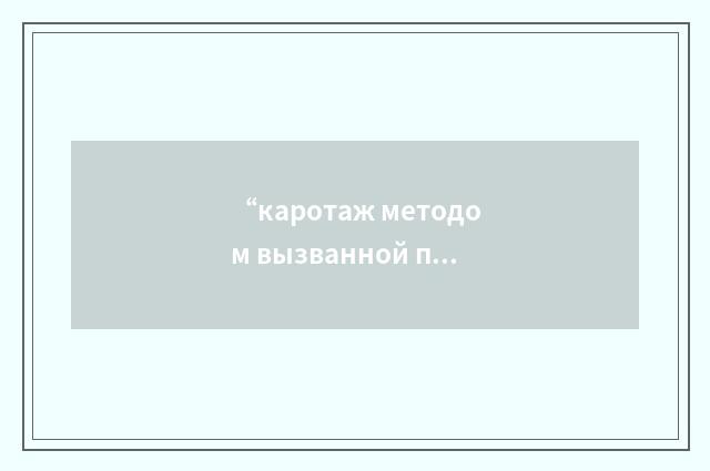 “каротаж методом вызванной поляризации”俄汉翻译