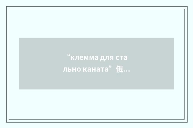 “клемма для стально каната”俄汉翻译