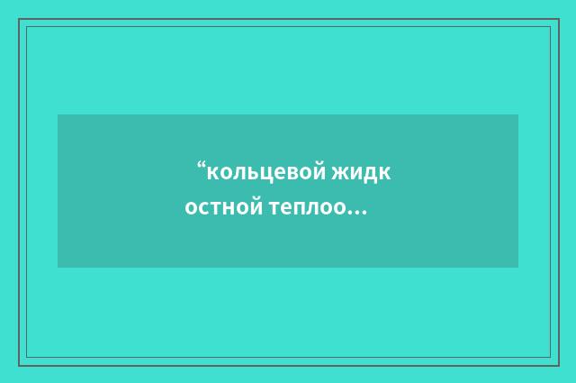 “кольцевой жидкостной теплообменник”俄汉翻译