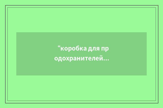 “коробка для продохранителей”俄汉翻译