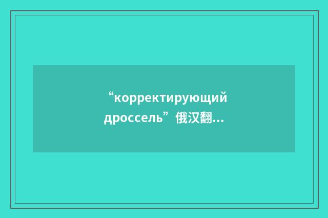 “корректирующий дроссель”俄汉翻译