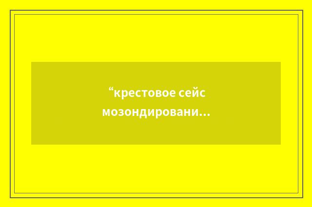 “крестовое сейсмозондирование”俄汉翻译