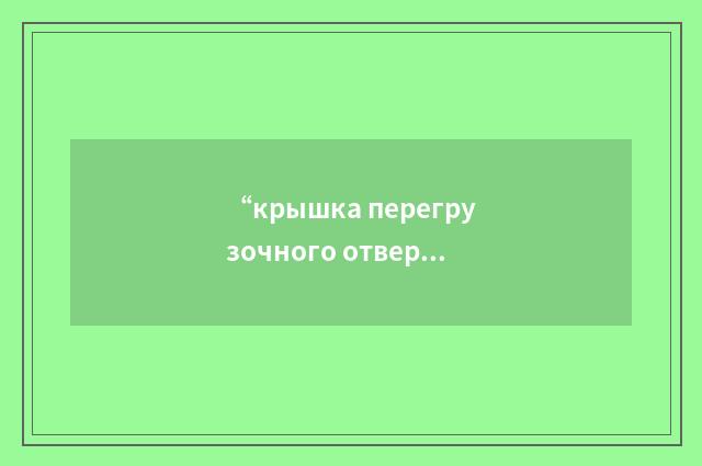 “крышка перегрузочного отверстия”俄汉翻译