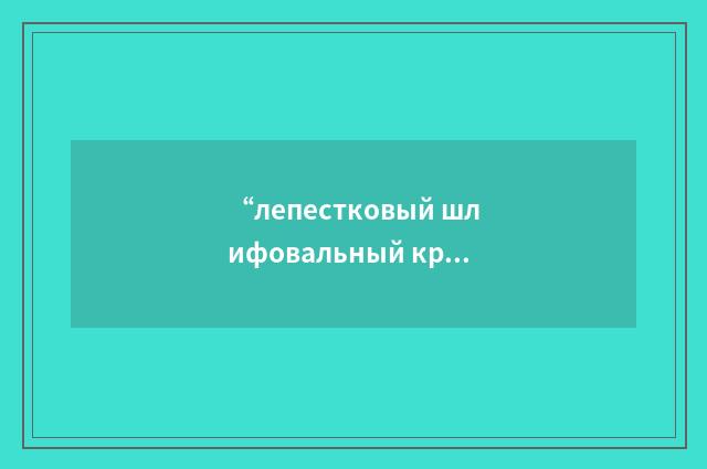 “лепестковый шлифовальный круг”俄汉翻译