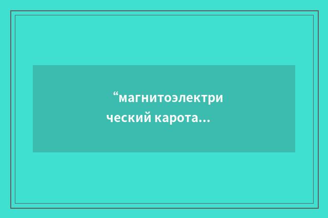 “магнитоэлектрический каротаж”俄汉翻译