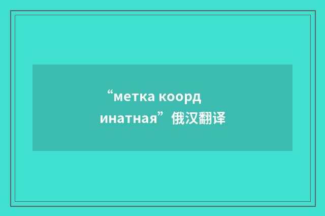 “метка координатная”俄汉翻译