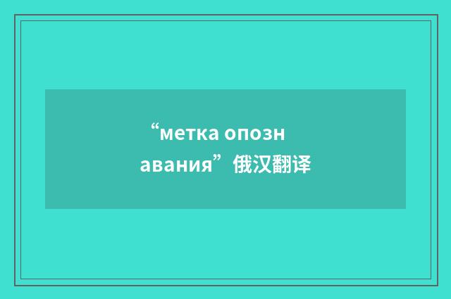 “метка опознавания”俄汉翻译