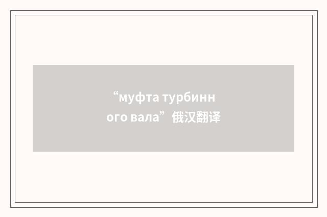 “муфта турбинного вала”俄汉翻译