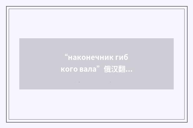 “наконечник гибкого вала”俄汉翻译