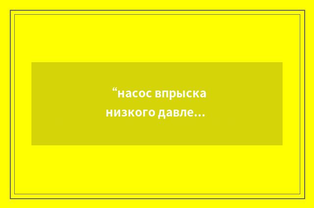 “насос впрыска низкого давления”俄汉翻译