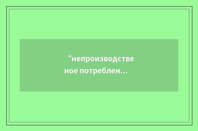 “непроизводственое потребление”俄汉翻译