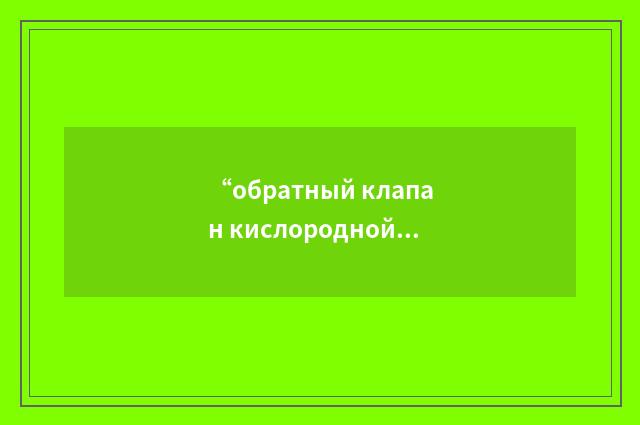 “обратный клапан кислородной подпитки ГТДЭ”俄汉翻译