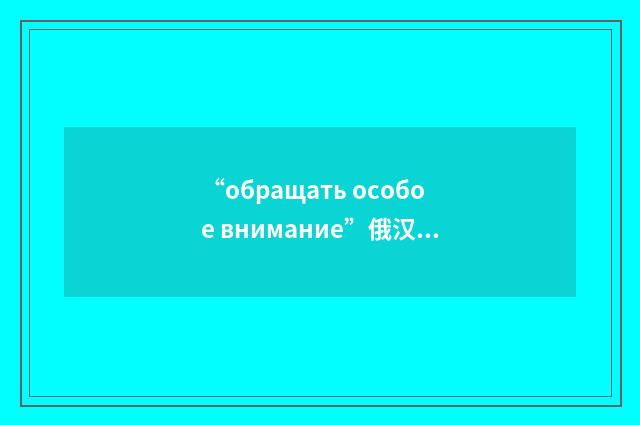 “обращать особое внимание”俄汉翻译