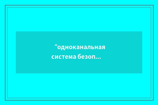 “одноканальная система безопасности”俄汉翻译