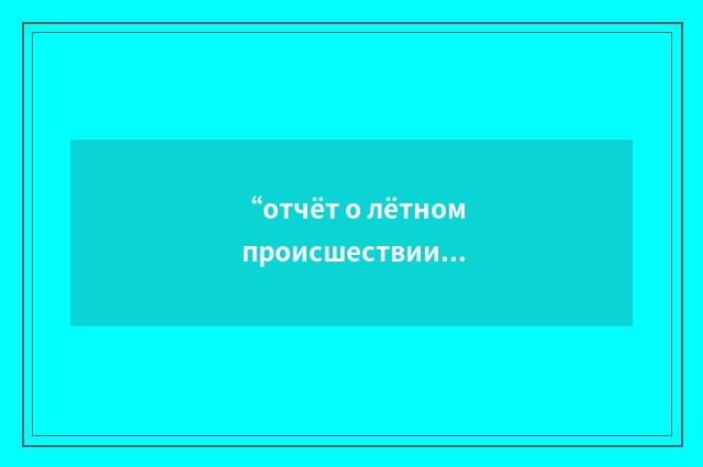 “отчёт о лётном происшествии”俄汉翻译