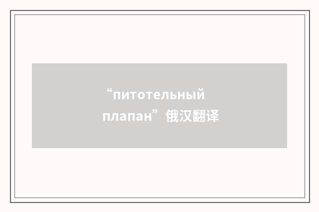 “питотельный плапан”俄汉翻译