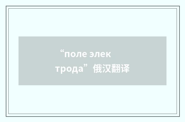 “поле электрода”俄汉翻译