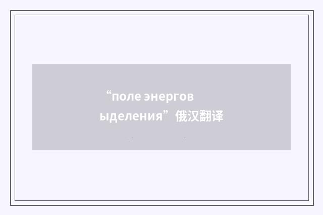 “поле энерговыделения”俄汉翻译