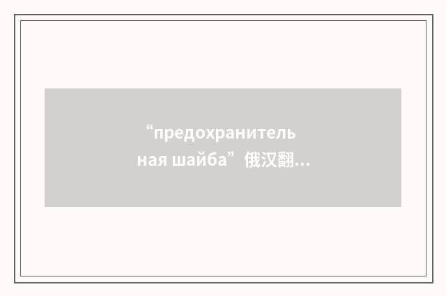 “предохранительная шайба”俄汉翻译
