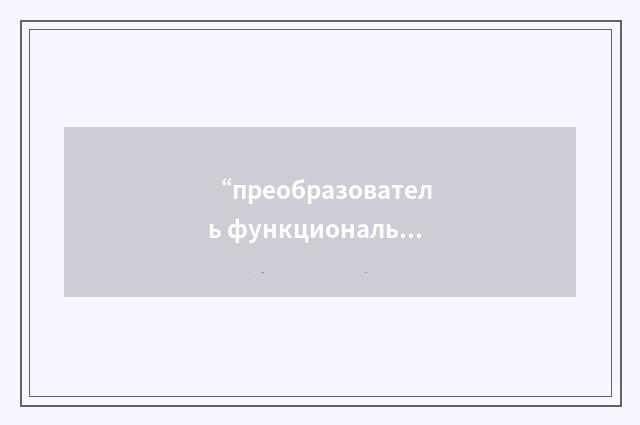 “преобразователь функциональный”俄汉翻译