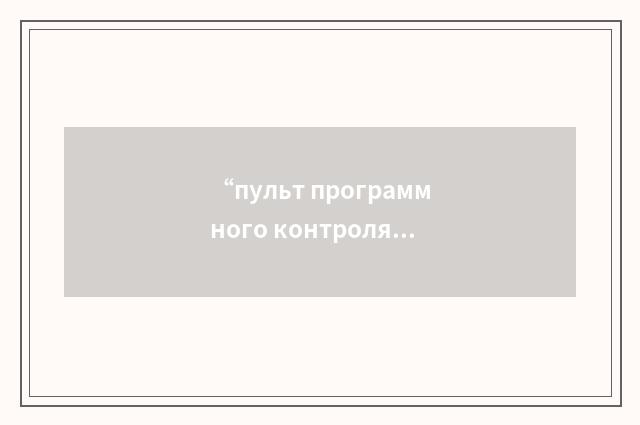 “пульт программного контроля”俄汉翻译