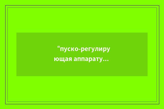 “пуско-регулирующая аппаратура”俄汉翻译