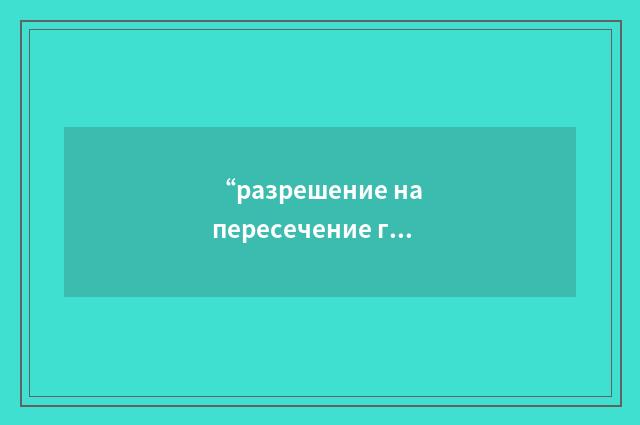 “разрешение на пересечение государственной границы”俄汉翻译