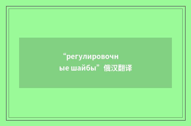 “регулировочные шайбы”俄汉翻译