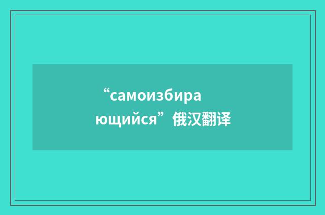 “самоизбирающийся”俄汉翻译