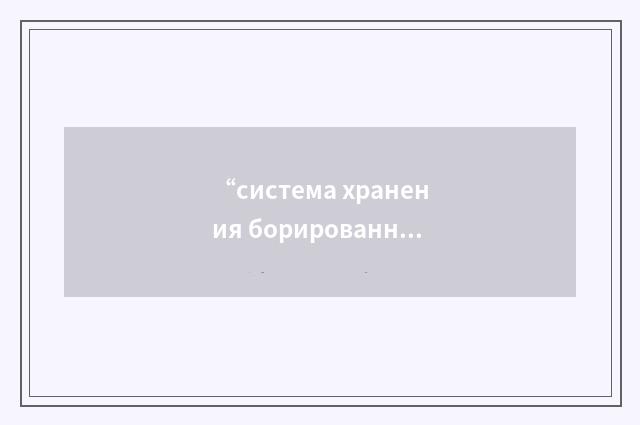 “система хранения борированной воды”俄汉翻译