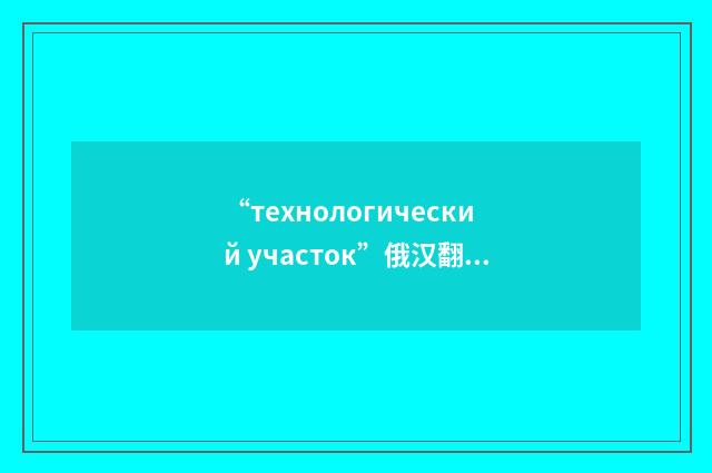 “технологический участок”俄汉翻译