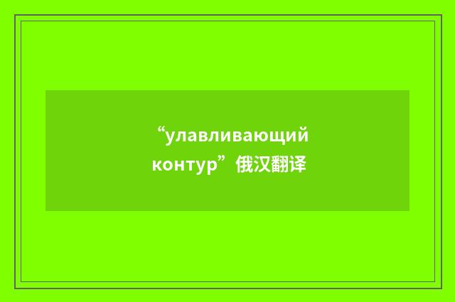 “улавливающий контур”俄汉翻译