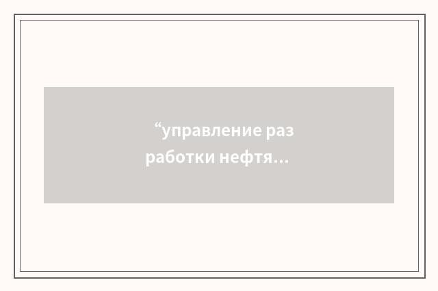 “управление разработки нефтяных и газовых местрождений”俄汉翻译